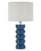 Lampe de table en céramique, fer et tissu Torr bleue – D.25x46 cm
