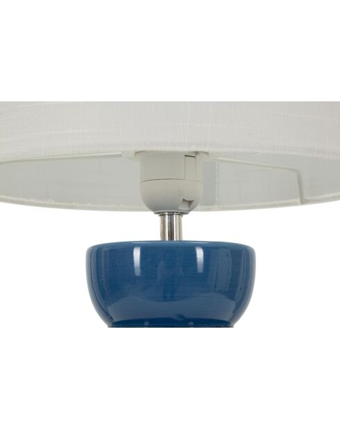 Lampe de table en céramique, fer et tissu Torr bleue – D.25x46 cm