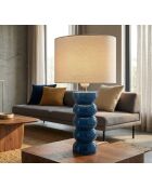 Lampe de table en céramique, fer et tissu Torr bleue – D.25x46 cm
