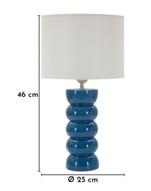 Lampe de table en céramique, fer et tissu Torr bleue – D.25x46 cm