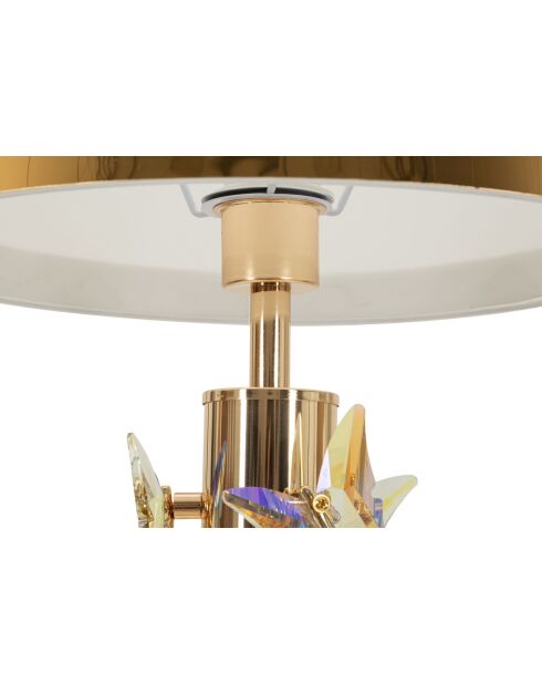Lampe de table en fer, métal, tissu et verre Butterfly dorée – D.35x74 cm