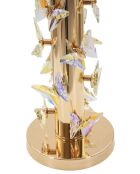 Lampe de table en fer, métal, tissu et verre Butterfly dorée – D.35x74 cm