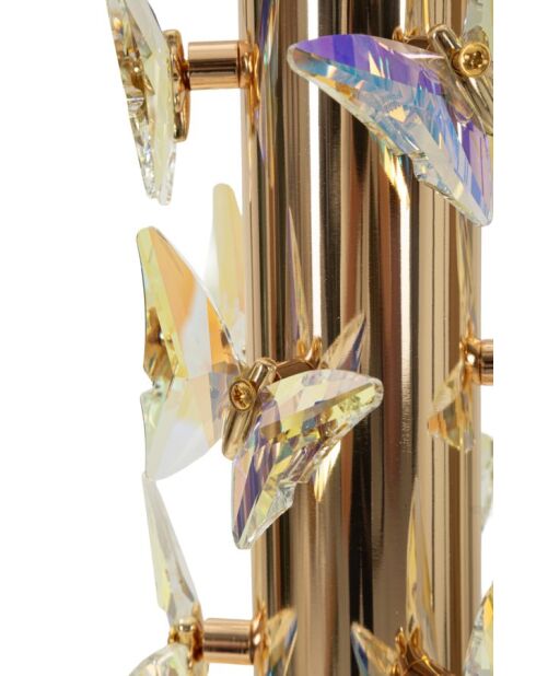 Lampe de table en fer, métal, tissu et verre Butterfly dorée – D.35x74 cm