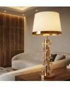 Lampe de table en fer, métal, tissu et verre Butterfly dorée – D.35x74 cm
