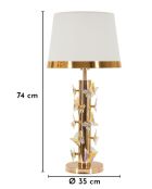 Lampe de table en fer, métal, tissu et verre Butterfly dorée – D.35x74 cm