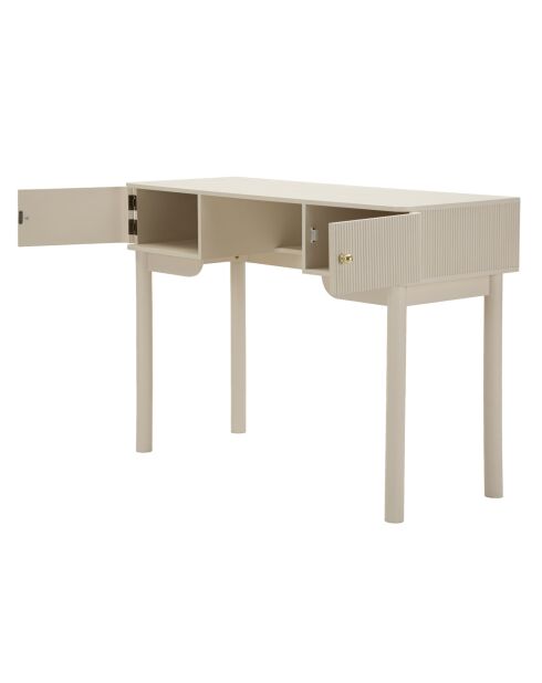 Coiffeuse en bois de pin, mdf, fer Shy blanc/or – 110x40x80 cm
