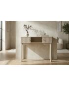 Coiffeuse en bois de pin, mdf, fer Shy blanc/or – 110x40x80 cm