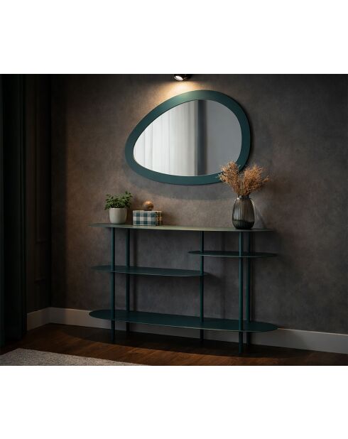 Console en métal Saturno Plus bleu pétrole – 118x34x82 cm