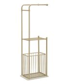 Porte-serviettes sur pied en métal et marbre artificiel Root or/blanc – 40x30x122 cm