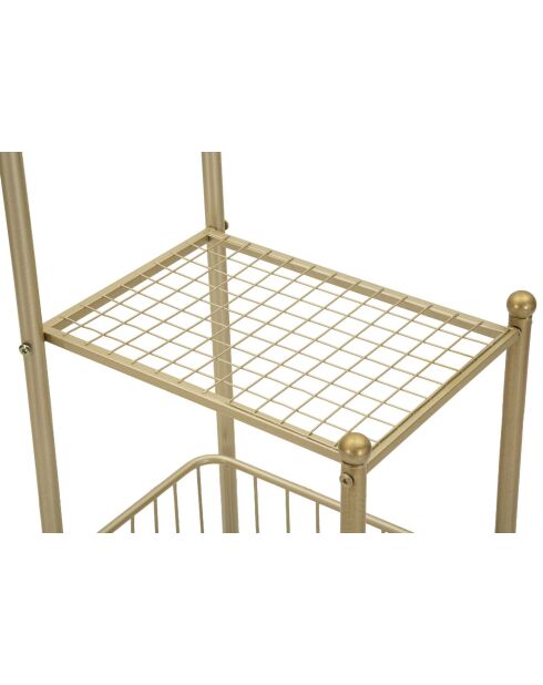 Porte-serviettes sur pied en métal et marbre artificiel Root or/blanc – 40x30x122 cm