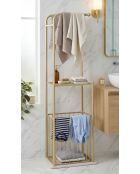 Porte-serviettes sur pied en métal et marbre artificiel Root or/blanc – 40x30x122 cm