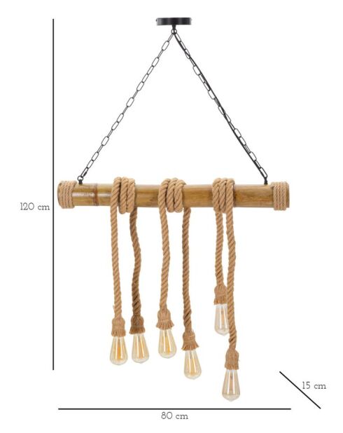 Suspension en bambou et corde brun – D.80x15x120 cm