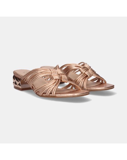 Sandales à talon bas Florine doré/rose