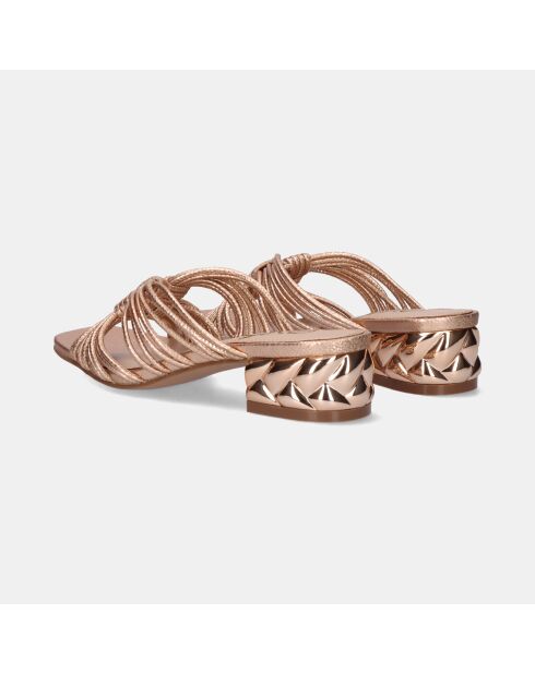 Sandales à talon bas Florine doré/rose