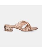 Sandales à talon bas Florine doré/rose