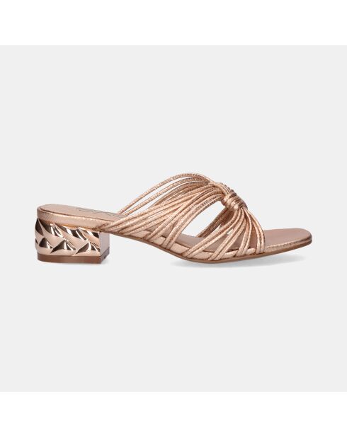 Sandales à talon bas Florine doré/rose