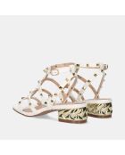 Sandales à talon bas Frédérique Doré/blanc