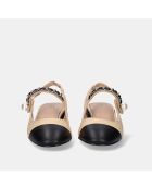 Sandales à talon bas Laetitia beige/noire