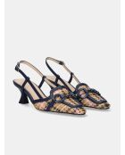 Sandales à talon bas bleues - Talon 7 cm