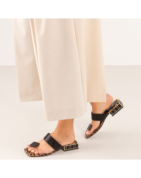Sandales à talon bas Nina léopard
