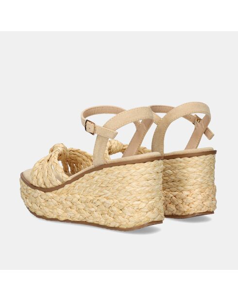 Sandales à compensation haute Aline beiges - Talon 9 cm