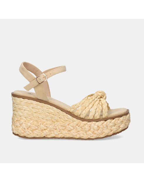 Sandales à compensation haute Aline beiges - Talon 9 cm