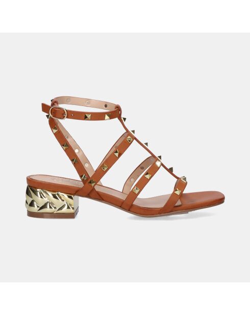 Sandales à talon bas Françoise or/tan
