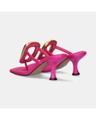 Sandales à talon bas Mona fuchsia - Talon 7 cm