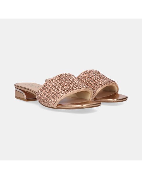 Sandales à talon bas Kenza doré/rose