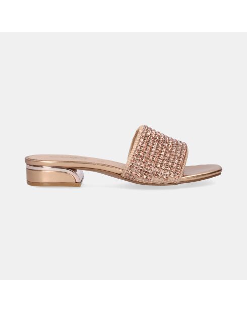 Sandales à talon bas Kenza doré/rose
