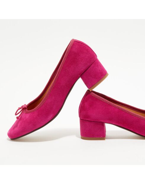 Diane fuchsia fluwelen leren ballerina's op draver