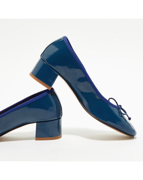 Marineblaue Trotter-Ballerinas Diane aus Lackleder
