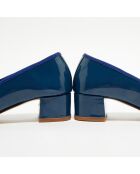 Marineblaue Trotter-Ballerinas Diane aus Lackleder