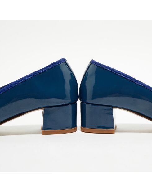Marineblaue Trotter-Ballerinas Diane aus Lackleder