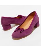 Paarse fluwelen leren trotterflats van Diane