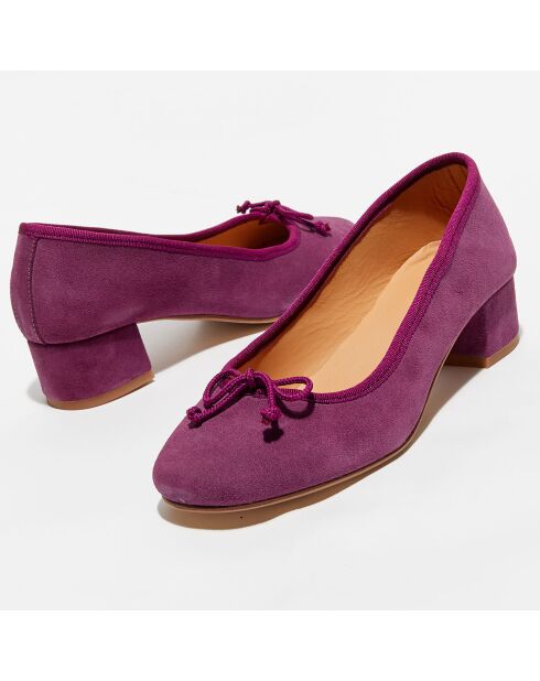 Paarse fluwelen leren trotterflats van Diane