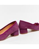 Paarse fluwelen leren trotterflats van Diane