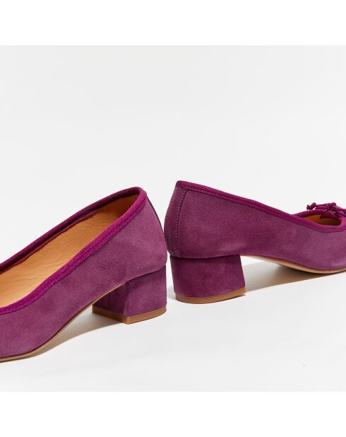 Paarse fluwelen leren trotterflats van Diane
