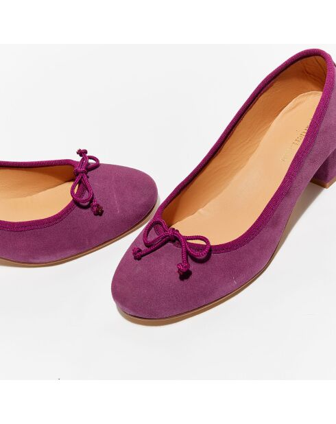 Paarse fluwelen leren trotterflats van Diane