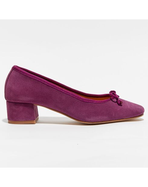 Paarse fluwelen leren trotterflats van Diane