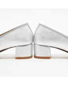 Diane Trabber-Ballerinas aus schillerndem Leder in Silber