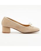 Beige fluwelen leren trotterflats van Diane
