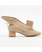 Beige fluwelen leren trotterflats van Diane