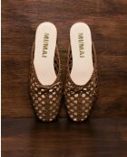 Mules plates tressé en cuir Lucian marron
