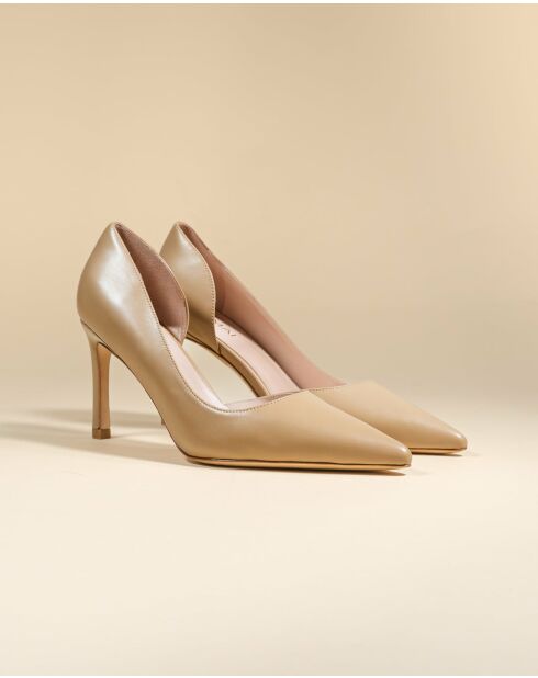 Escarpins en cuir Kelly nude - Talon 8cm