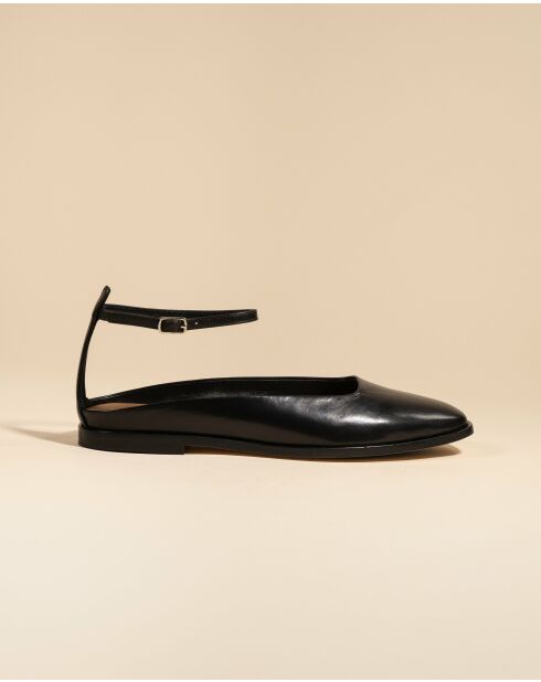 Ballerines en cuir Enid noir/vert