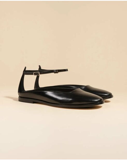 Ballerines en cuir Enid noir/vert