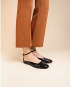 Ballerines en cuir Enid noir/vert