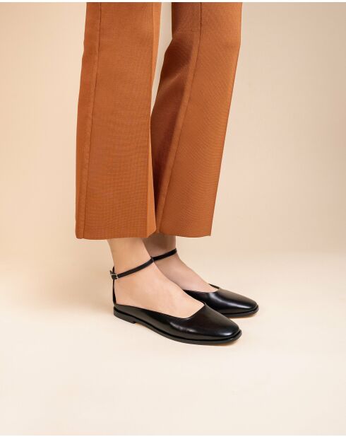 Ballerines en cuir Enid noir/vert