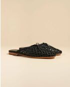 Mules plates tressé en cuir Lucian noires